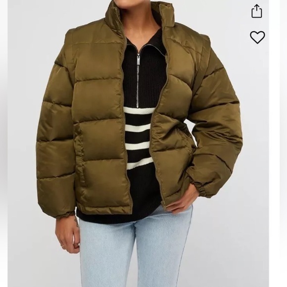 WeWoreWhat Womens Zip Off Sleeve Puffer Military Olive Jacket Size XS - Picture 1 of 6